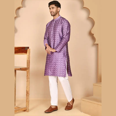 Men Silk Blend Kurta Pyjama Set