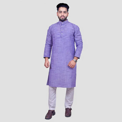 Men Cotton Blend Kurta Pyjama Set